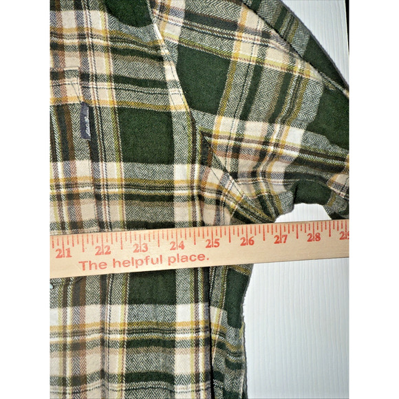 Eddie Bauer Sz XXL Men's Green Plaid Flannel Shirt Long Sleeve Button Up - Picture 6 of 11